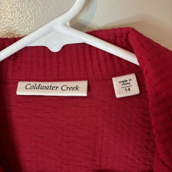 Coldwater Creek Silk Blend Blazer Barn Jacket Red Quilted Size 14 - Picture 3 of 6